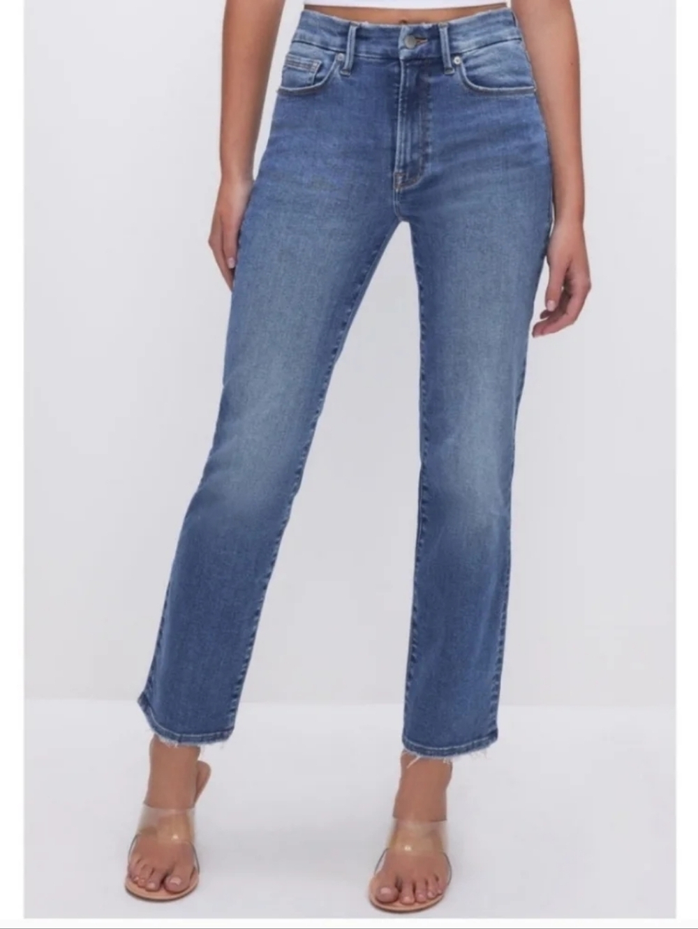 Good American Mid-Rise Straight Leg Jean GICOC235T Indigo260 Size 10/30